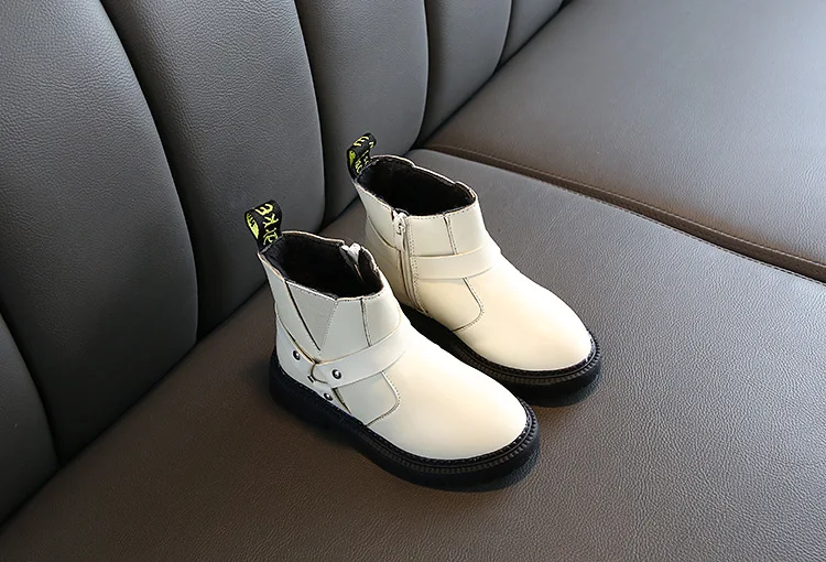 Leather Kids Martin Boots Boys Girls Snow Shoes Waterproof Warm Fur Children Ankle Boots Toddler Boys Winter Sneakers