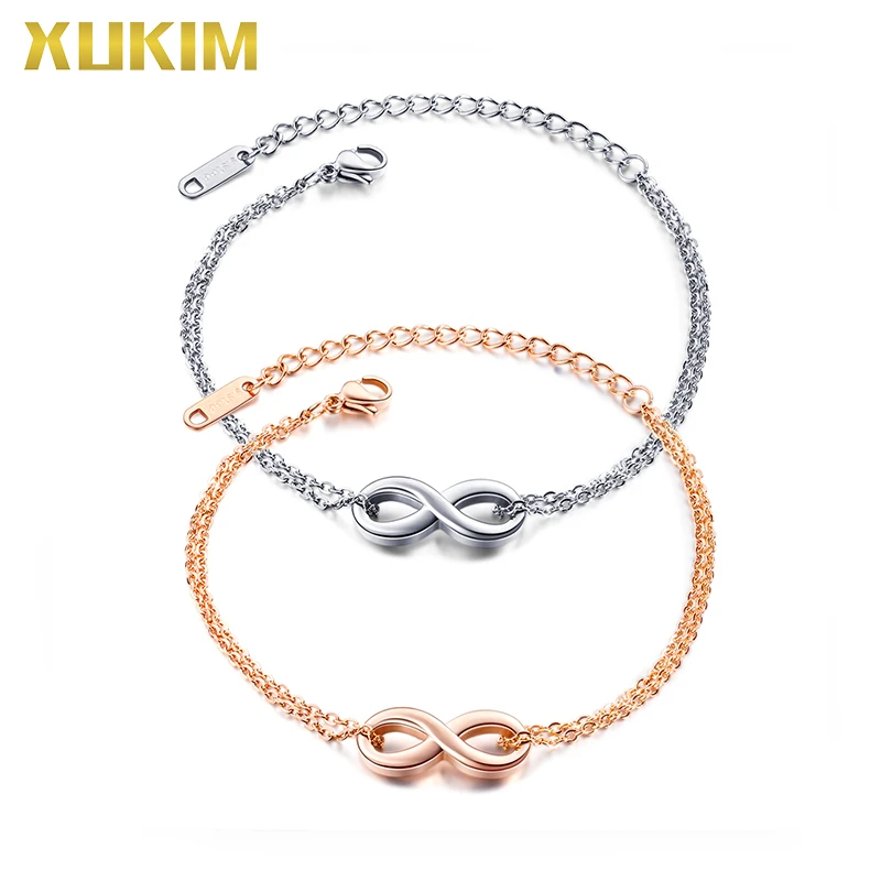

OBL1033 Xukim Jewelry Japan and Korean Popular Endless 8 Word Stainless Steel Woman Bracelet Best Friend Valentine's Day Gift