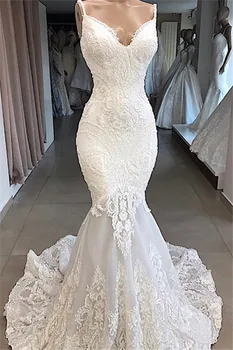 

свадебное платье 2020 Wedding Dress Beautiful Spaghetti-Straps Lace Mermaid Appliques Wedding Dresses Bridal Gowns
