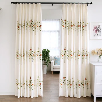 

Pastoral Plant Ladybug Shading Curtains Three-dimensional Embroidery Curtains For Children Bedroom Livingroom Vertical