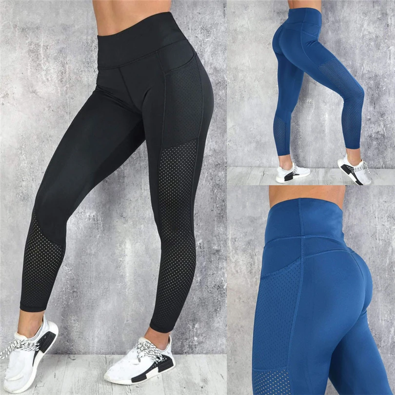 

Fashion Yoga Pockets Pants Nine-point Pants Ladies Stitching Breathable Exercise Running Fitness Clothing spodnie damskie A30