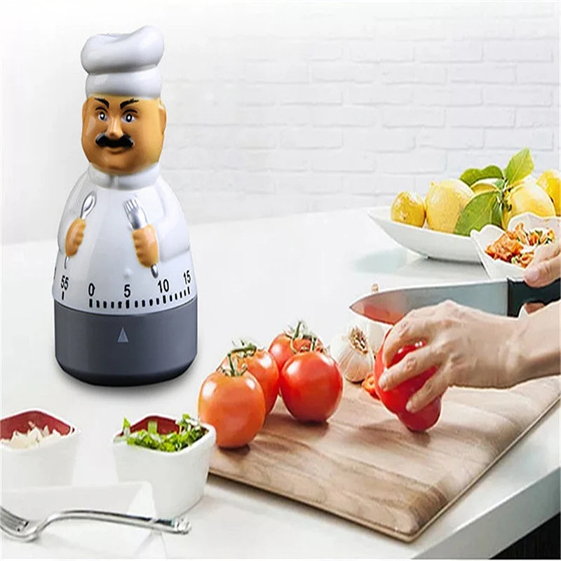 Multifunctional Practical Kitchen Timer Alarm Clock Cartoon Chef Design Home Cooking Supplies Cook Food Tools Kitchen Accessorie