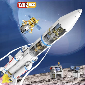 

1202 PCS Chinese Spacecraft Building Blocks Technic Creator Launcher Pilot Figures Model Bricks Set Kids Toys Christmas Gift