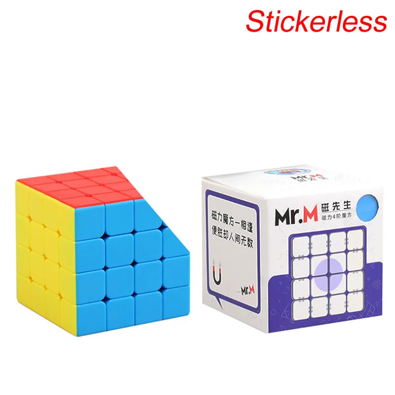 Stickerless ShengShou Mr. M 4x4x4 Магнитный магический куб SengSo 4x4 магниты скорость головоломка антистресс Развивающие игрушки для детей - Цвет: Stickerless