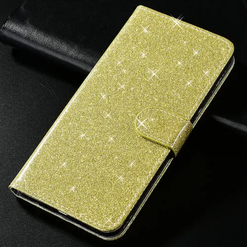 Роскошный Модный сверкающий чехол для Xiaomi Redmi Note 6 7 Pro Red mi 7 7A Go mi A1 5X A2 6X S2 Y2 Чехол кошелек в виде блокнота дизайн - Цвет: Glitter- gold