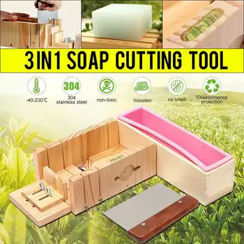 

Rectangle Silicone Soap Mold with Wooden Box Slicer Cutter for Handmade Loaf Mould DIY Tools