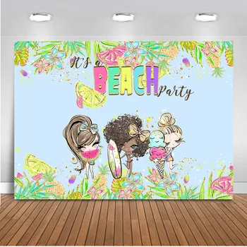 

Beach party flowers backdrop for photography newborn girl birthday party decoration background for photographic sufboard prop