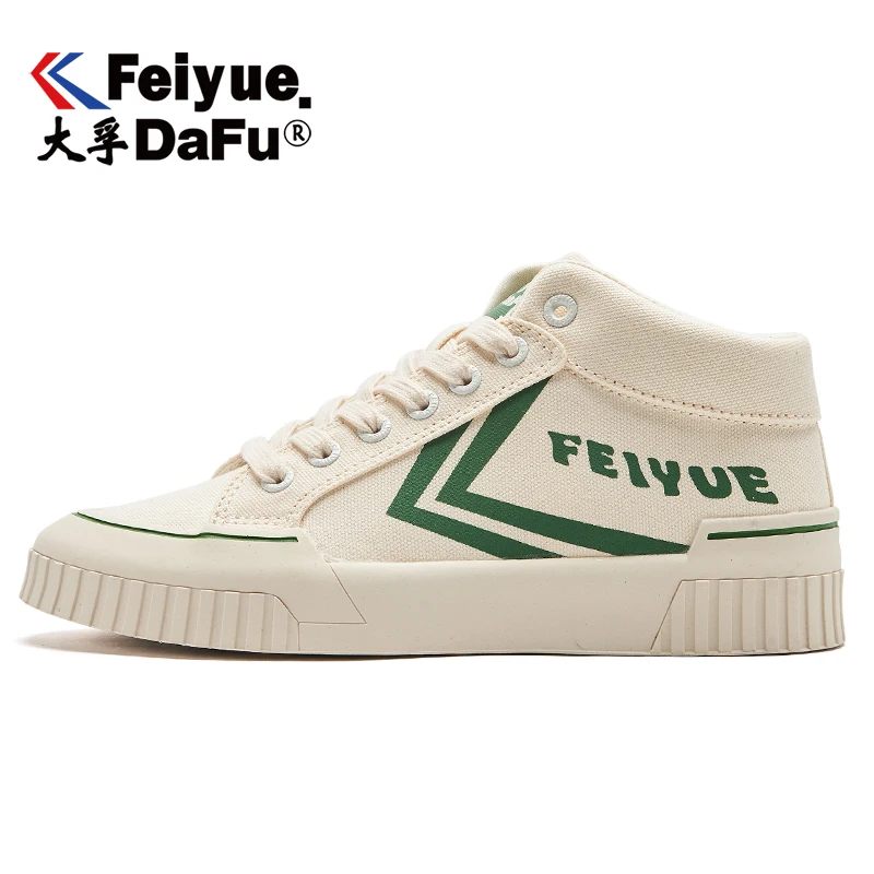 Beige(Green Logo) Feiyue/Вулканизированная обувь; коллекция 8360 года; парусиновая обувь для женщин и мужчин; сезон осень-зима; повседневная обувь на плоской подошве; 8 цветов; эластичная стелька; модная Вулканизированная обувь - Цвет: Beige(Green Logo)