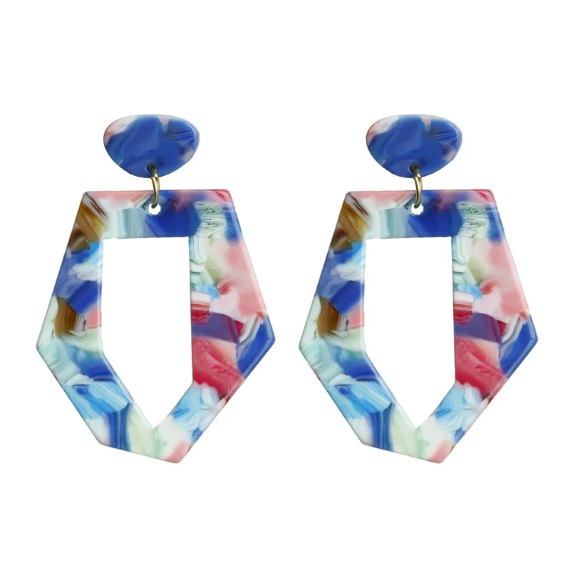 

Leopard Tortoiseshell Acetate Long Dangle Earrings for Women Large Drop Earring Circle Round Mix Color Boucle oreille femme 2019