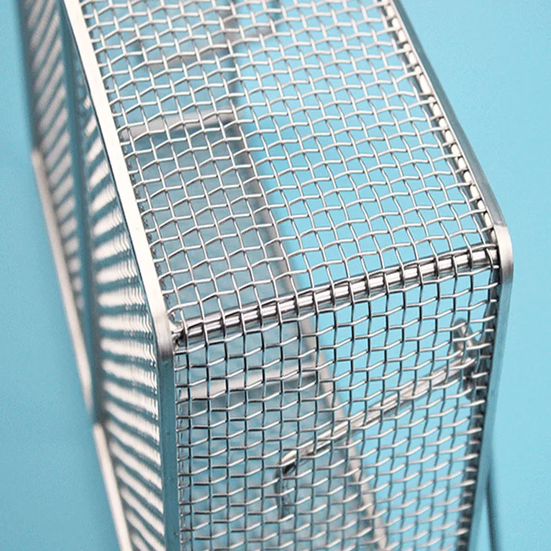 40x30x3CM 3mm hole SS304 stainless steel metal parts cleaning net dryer basket kitchen strainer box extra large ear with handle