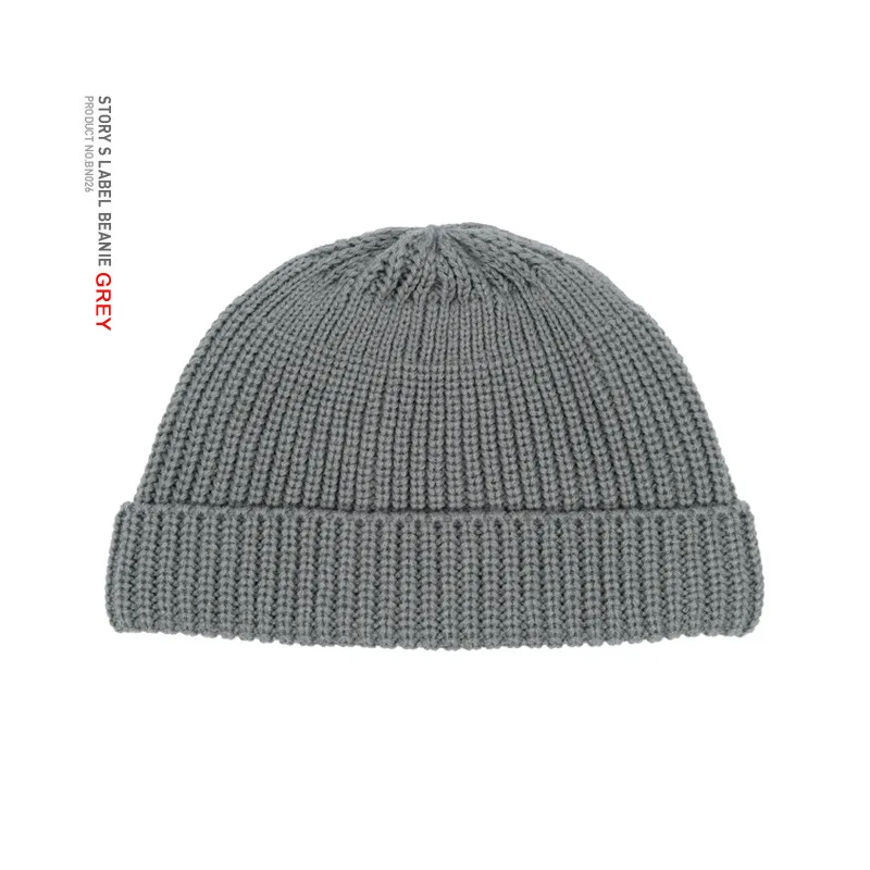 Мужские и женские осенне-зимние вязанные шапочки Skullies Beanies головной убор моряка манжета безрукавка Ретро короткая шапочка Docker шляпа Дыня Кепка - Цвет: Серый