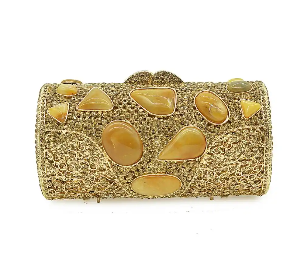 gold studded clutch bag