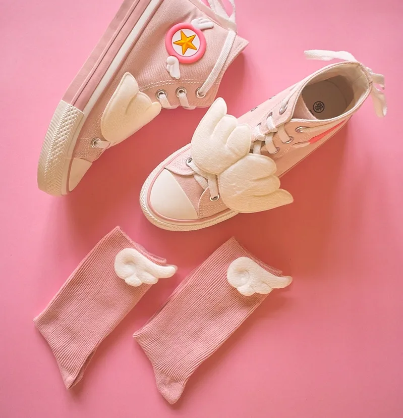 Cardcaptor Sakura Magic Girl KINOMOTO SAKURA Cosplay Shoes аниме розовые милые кроссовки с носками|Туфли| |