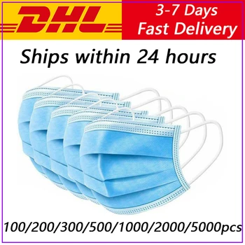 

Fast Delivery 50 Pcs 3 Layer Disposable Mask Anti-Dust Non Woven Earloop Face Mouth Protective Masks Facial Cover Mask Wholesale