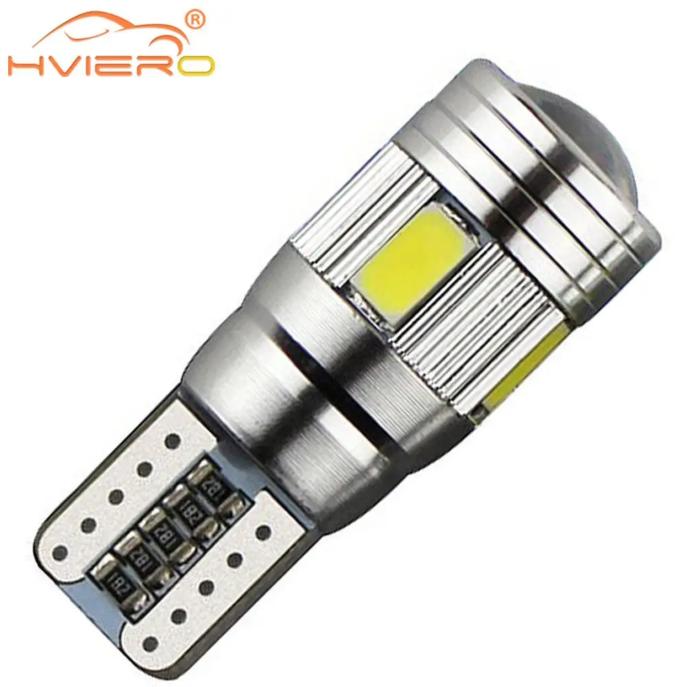 

1pcs T10 W5W Interior Xenon White blue red LED CANBUS 6SMD 5630 Lens Projector Solid Aluminum Bulbs Side Marker Parking Light