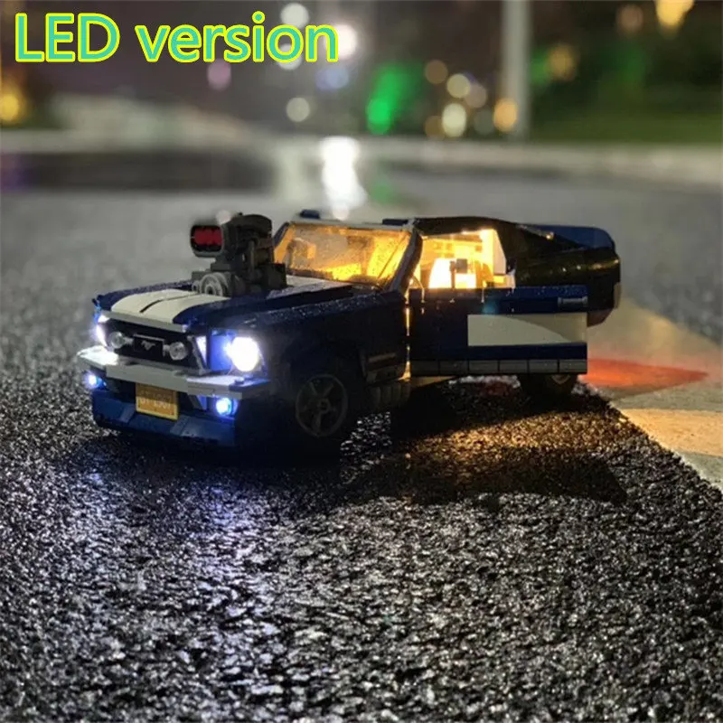 Skup MOC kreator ekspert Technic Retro 1960s Ford Mustang GT samochód sportowy klocki zestaw cegieł zestawy klasyczny Model zabawki prezenty