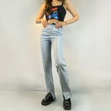 

Women's Jeans High Waist Denim Pants Straight Split Mom Wide Leg Trousers Casual Korean Fashion Vintage Femme 90s Y2k Streetwear