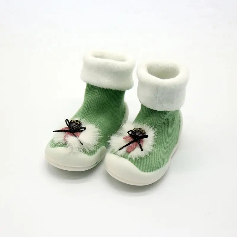 18 Autumn And Winter New Style Brushed And Thick Baby Babies' Toddler Shoes Socks Children Floor Socks Rubber Sole Anti-slip Car