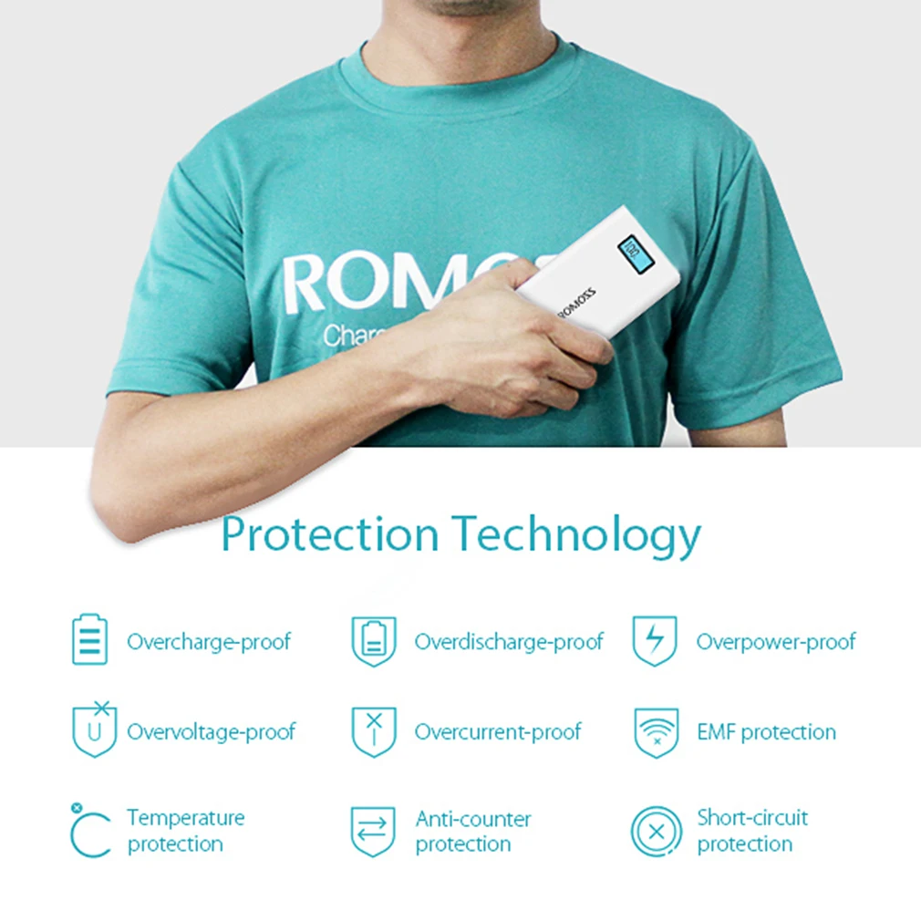 Romoss Sense 6 Plus power Bank 16000mah Dual usb 2.1A умное быстрое зарядное устройство для мобильных телефонов Xiaomi samsung huawei iPhone iPad