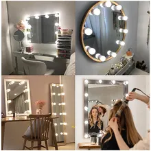 3 Modes Colors Makeup Mirror Light Led Touch Dimming Vanity Dressing Table Lamp Bulb USB 12V Hollywood Make Up Mirror Wall Lamp