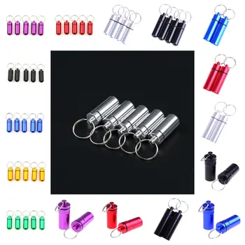 

2pcs/4pcs/5pcs Waterproof Aluminum Pill Box Case Bottle Cache Drug Holder Container Keychain Medicine Box Health Care