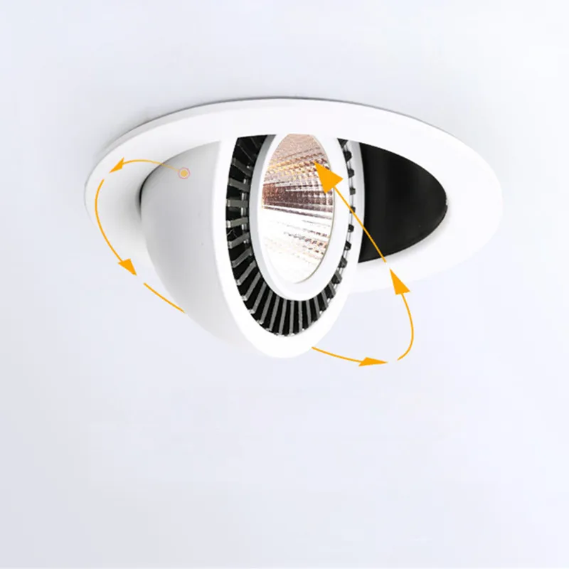 Led downlight recessed ceiling spotlight round embedded dimmable 12W 15W light source 360 &deg; adjustable COB ceiling spot backlight lobby bedroom
