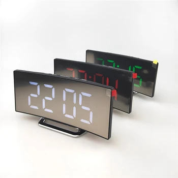 

Electronic Digital Alarm Clock Noiseless Design Digital Big Led Display Mirror Surface ClockWith Snooze Function Mirror Clock