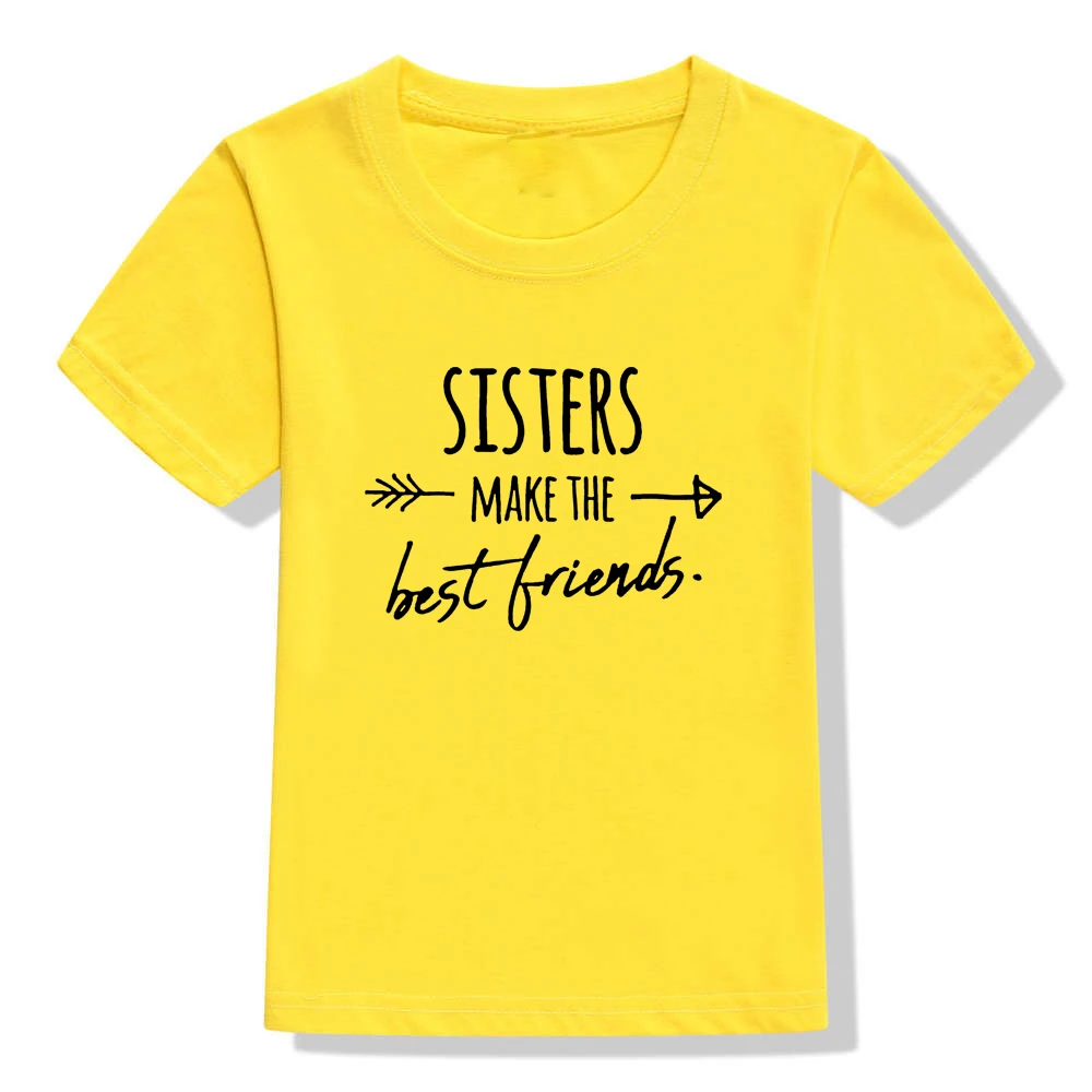 Детская футболка с надписью «Sister Make The Best Friends» футболка для девочек повседневная детская футболка с надписью «Best Friends» Для малышей Прямая поставка