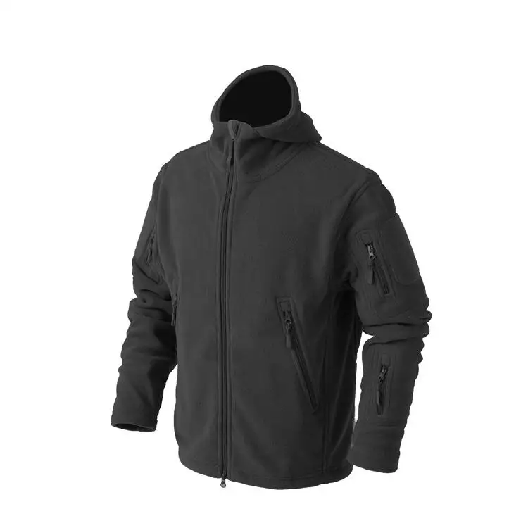 Military Tactical Soft Shell Fleece Jacket Men Army Polartec Sportswear Thermal Hunt Hiking Big Size Hoodie Jackets Male - Цвет: Черный