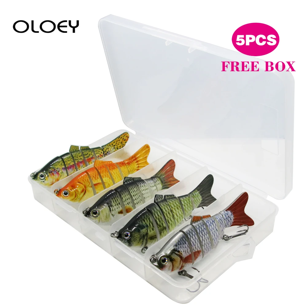 

OLOEY 5Pcs Sinking Wobblers 6 Segments Fishing Lures Multi Jointed Swimbait Hard Bait 10cm 17.5g For Bass Fishing Lure Crankbait