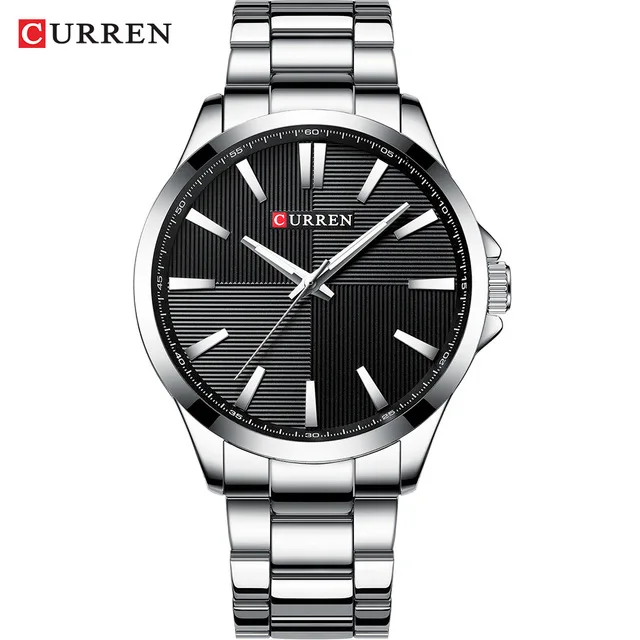 silver black Для мужчин s часы от топ бренда, роскошные золотые Нержавеющая часы со стальным браслетом Для мужчин наручные часы CURREN Модные Бизнес кварцевые часы для мужчин, Водонепроницаемый - Цвет: silver black