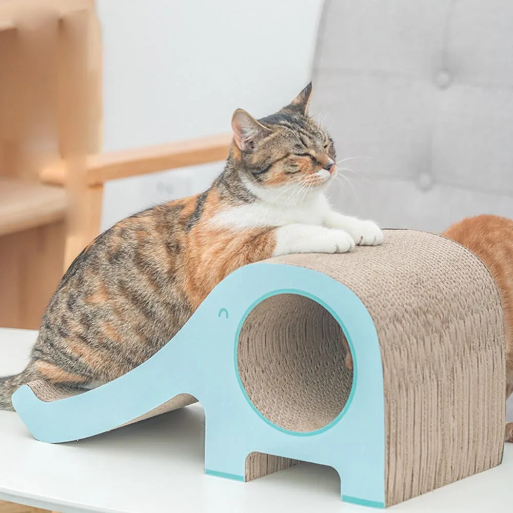 Cat Scratcher Board Elephant Shape Cat Play Scratching Pads Bed Mat for Rest and Play Cat Toy