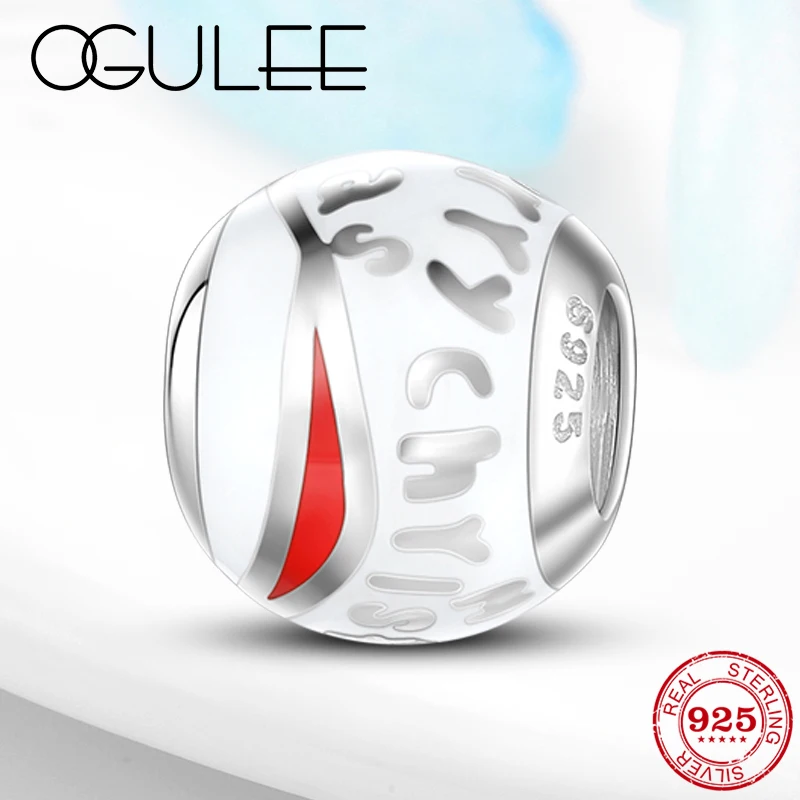 

Round 925 Sterling Silver alphabet letters White Enamel Fine Beads Fit Original Pandora Charm Bracelets DIY Jewelry Making