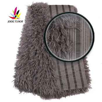 

African Jacquard Brocade With Feathers Lace Fabric 2019 New Design Mesh Hot Tulle Nigerian Velvet With Golden Silk AMY3025B