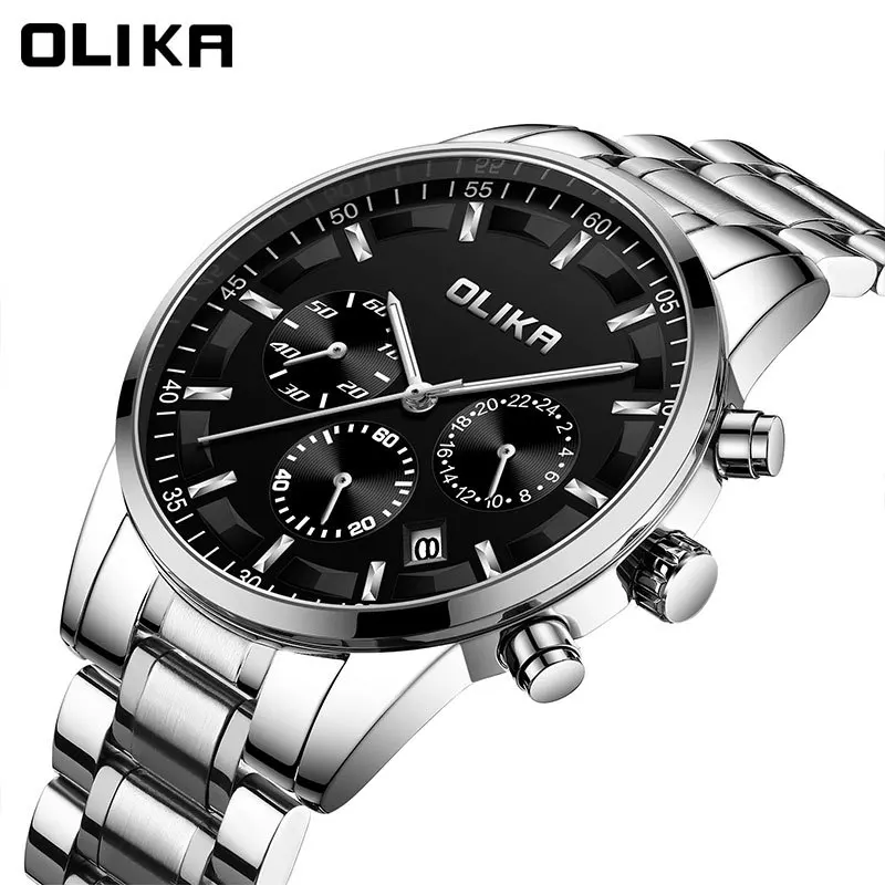 

OLIKA Business Man's Watches Fashion Brand Luxury Quartz Watch Stainless Steel WristWatch Date Male Clock Relogio Masculino 5101