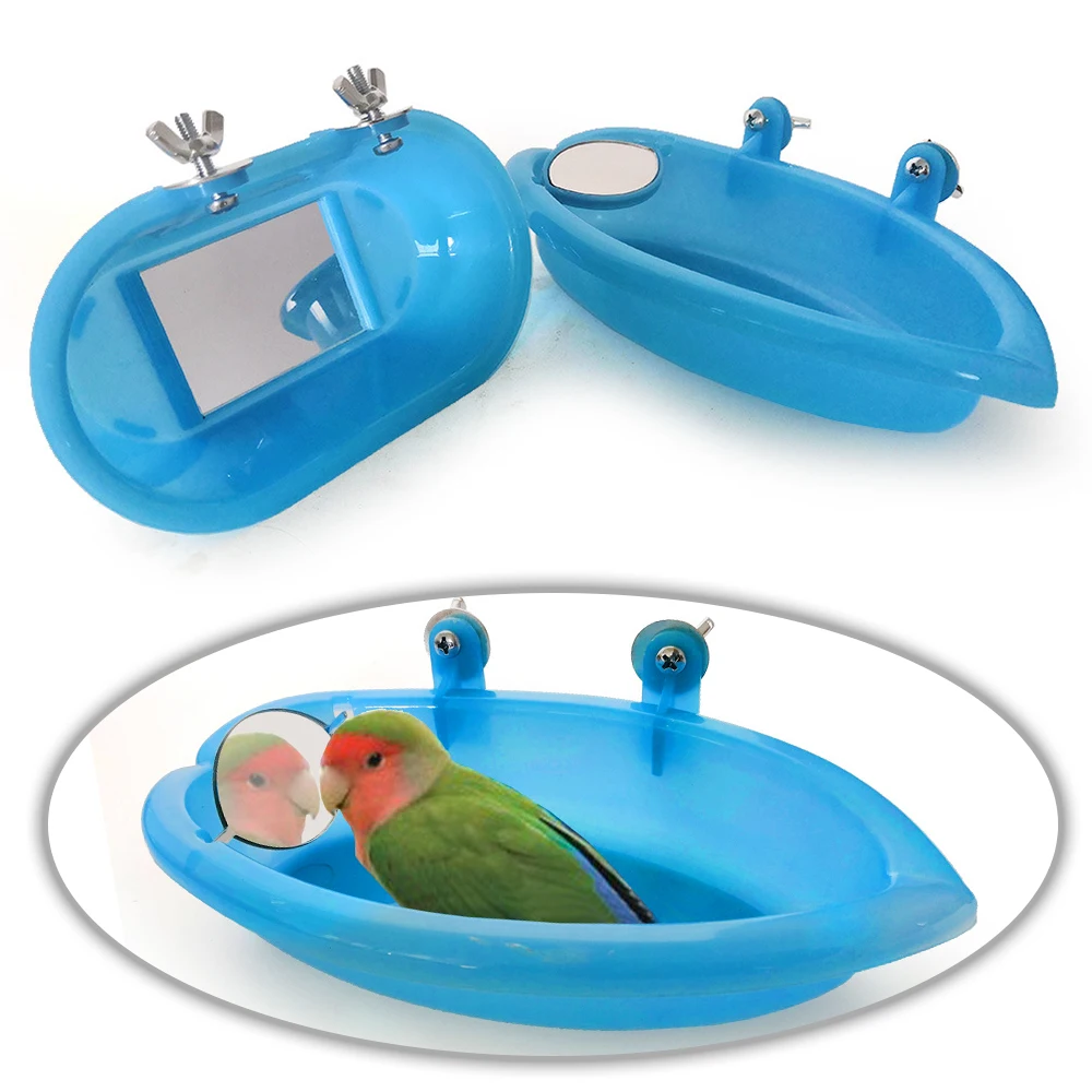 Caja de plástico para baño de aves, jaula de plástico para baño de loros, periquito, pájaro amoroso, mascota, Bol colgante, baño de aves, ducha de baño