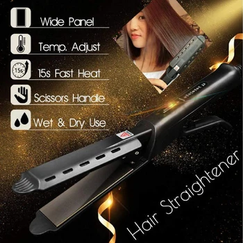 

Flat Iron Fast Hair Straightener Four-gear temperature Tourmaline Ionic Hair Straightener Widen panel Hair Iron Straightening