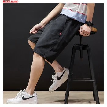 

Dropshipping Men Summer Solid Oversize Shorts Mens 2020 Knee Length Korean Loose Hip Hop Sweatpants Male Fashion Beach Shorts