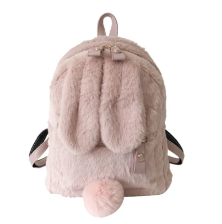 Мини Пушистый Плюшевый школьный рюкзак с заячьими ушками, милый рюкзак для девочек, сумка на плечо, зимняя Женская дорожная сумка, Детская плюшевая сумка