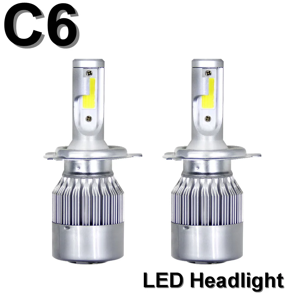 2Pcs Bright White LED H4 Headlight COB Chip Car H7 Led Bulbs 360 Degree Beam Angle All In One Lamp 6000K 12V IP65 | Автомобили и