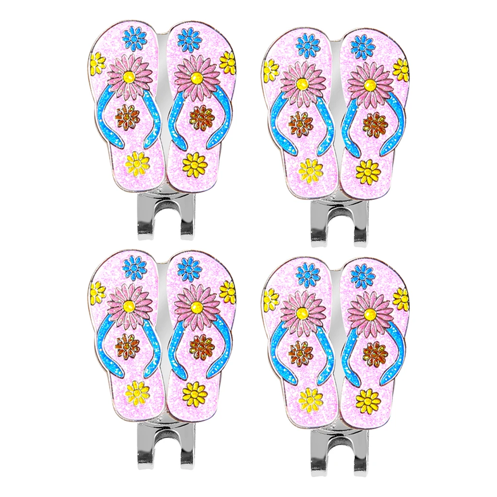 Pack of 4 Golf Cap Clips Magnetic Golf Ball Markers with Slipper Design for Golf Caps, Stable & Durable