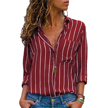 

2020 New Shirts for Women strip Blouse Work Wear Office Lady Bow Female Tops Chemise Loose style