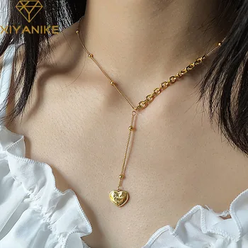 

XIYANIKE 925 Sterling Silver Foreve Love Letter Beaded Thick Chain Necklace Long Temperament Clavicle Chain Fashion Simple Gifts