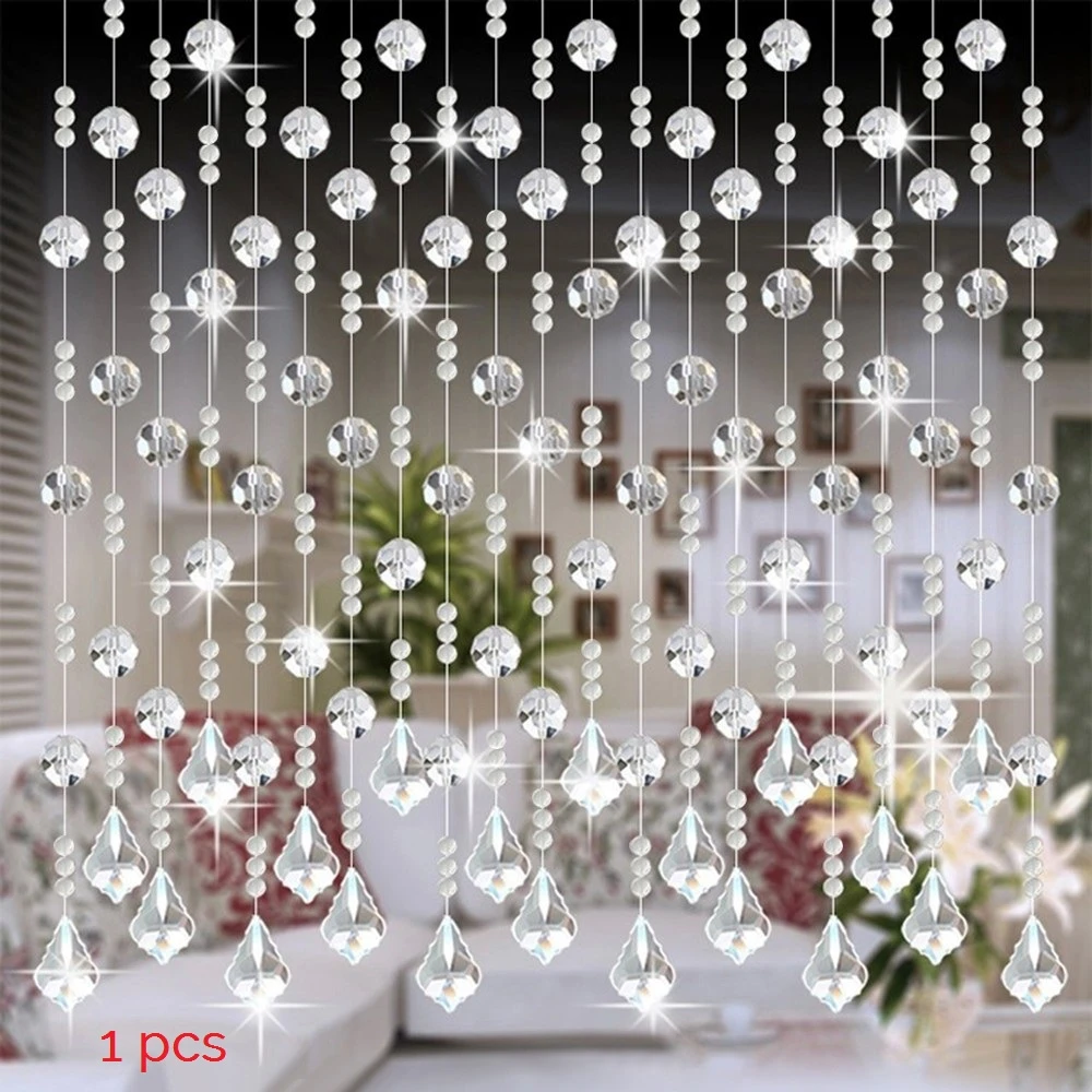 Cortina de de cristal para decoración del hogar, accesorios de lujo para sala de estar, dormitorio, ventana, puerta, boda|Persianas, cortinas estores| -