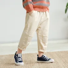 Г. Весенние Новые Стильные повседневные штаны для мальчиков детские штаны в западном стиле детские зауженные брюки из чистого хлопка в Корейском стиле