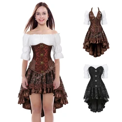 Steampunk Corset Underbust Skirt Renaissance Blouse Top Steampunk Clothing for Women Pirate Costume Gothic Corset Belt  