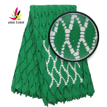 

Hot Popular African Embroidery Water Soluble Lace Fabric For Dress 2020 High Quality Nigerian Chemical Lace With Stones AMY3097B