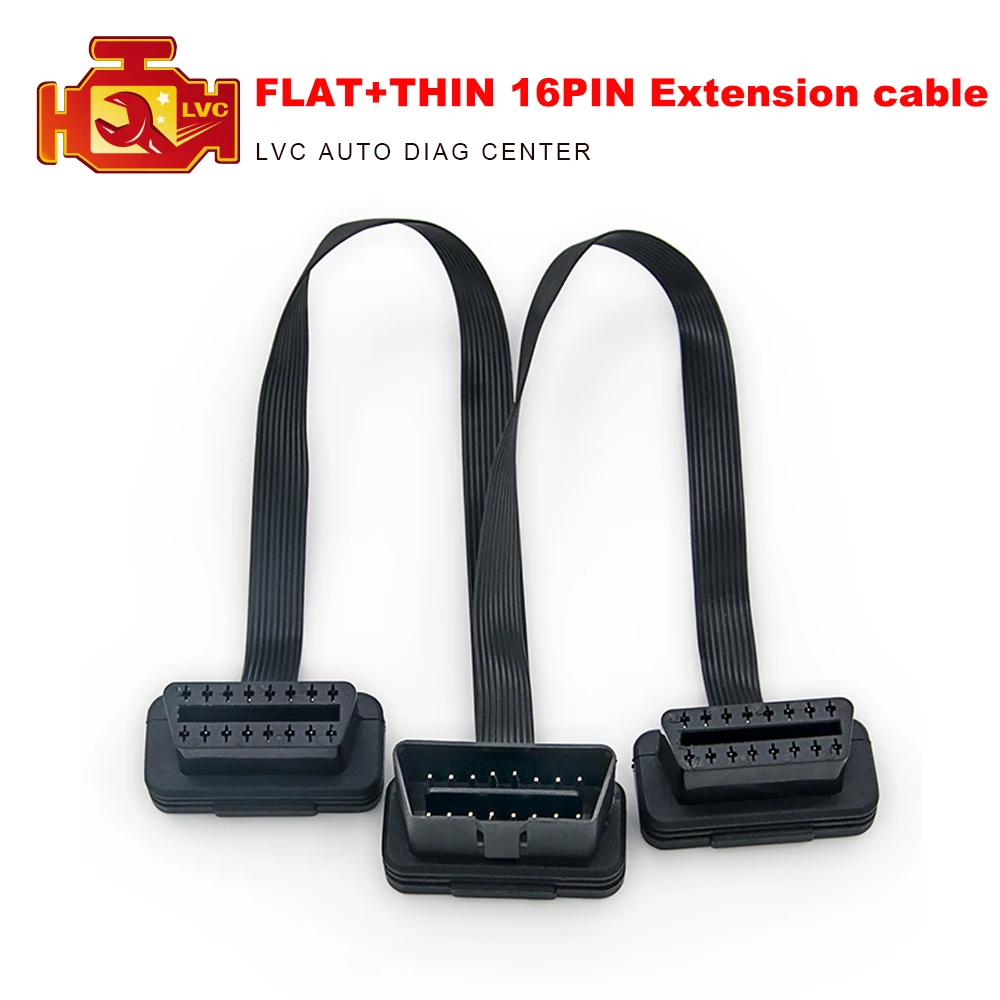 

OBDII Extension 30CM Dual Connector Y Splitter OBD OBD2 16PIN Male to Female Connection Flat+Thin as Noodle ELM327