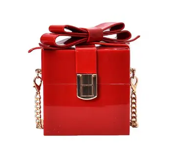 

Female droopshipping 2019 New wave fashion Bow Acrylic box package square bag Tote version of the wild Messenger bag Handbag