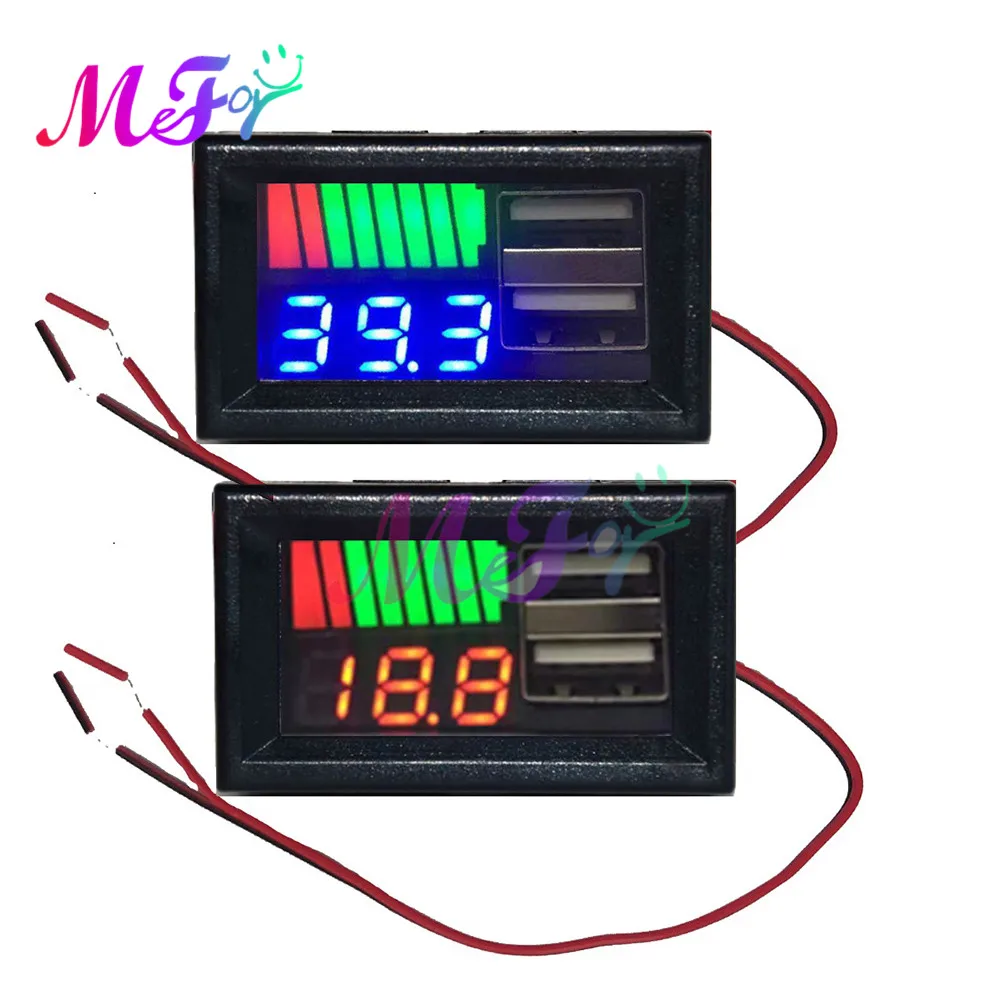 Digital Voltmeter USB Voltage Capacity Tester Li-ion Lead Acid Battery Meter Battery Capacity Indicator 5V 2.4A 12V-24V 3S-7S battery tester,voltage tester,lithium battery tester